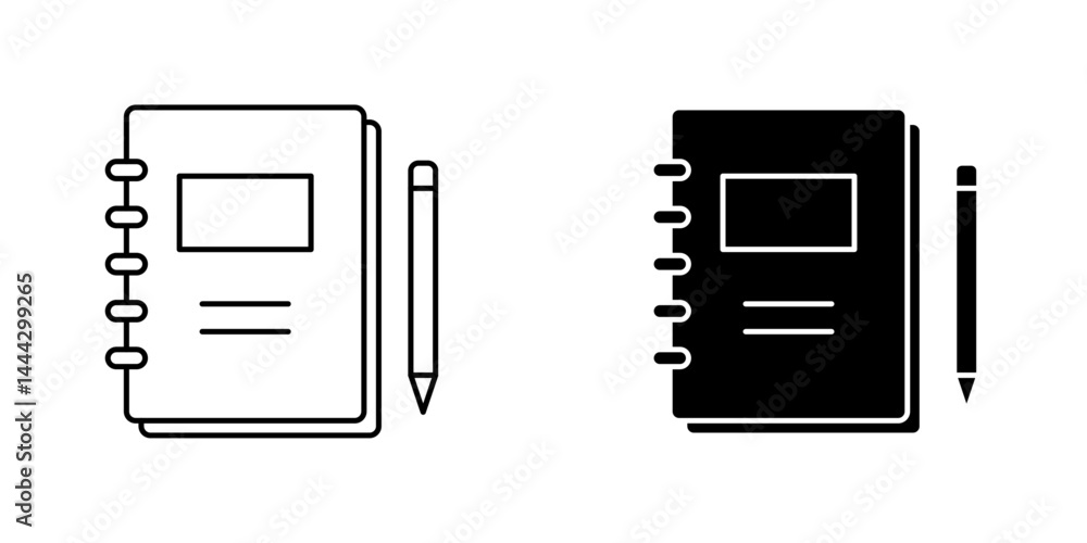 Poster notebook icon symbol collection on white background.