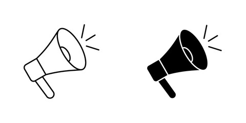 Megaphone icon symbol collection on white background.
