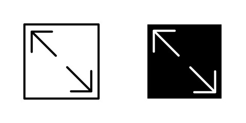 Expand icon symbol collection on white background.