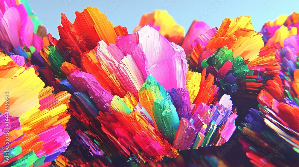Poster vibrant and colorful paint blending together in a spontaneous display of artistic expression against