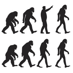 Obraz premium Epic Bigfoot Silhouette Vector Collection Featuring Forest, Mountain, and Mythical Cryptid Scenes in Minimalist Black Style