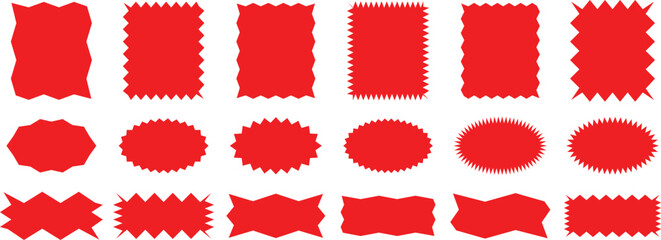 WebPrice tags, Stickers, Labels, Tags, Ribbons, Red shopping labels, Sale, Discount sticker, Special offer, Price tag, Supermarket promotional badge, Vector, Sunburst icon, Starburst red sticker, Spec