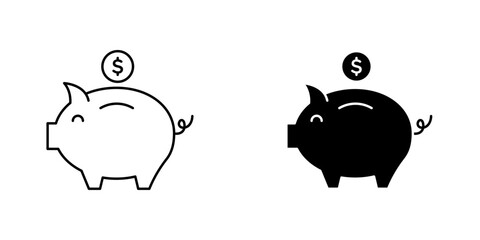 Piggy bank icon symbol collection on white background.