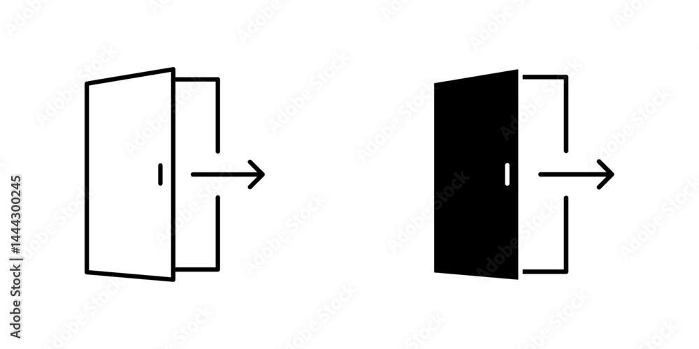 Poster exit icon symbol collection on white background.