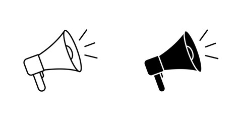 Megaphone icon symbol collection on white background.