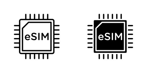 ESIM icon symbol collection on white background.