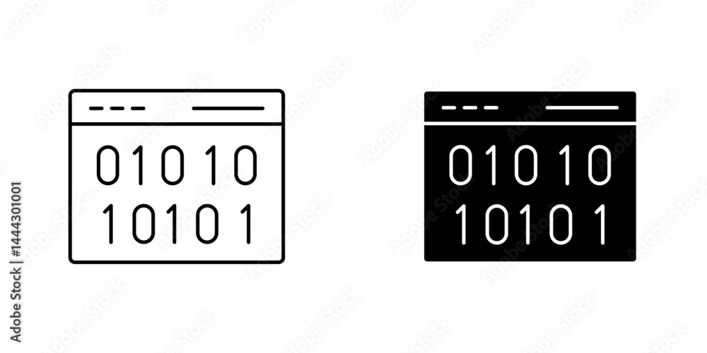 Poster binary code icon symbol collection on white background.