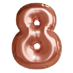 Number eight foil balloon, bronze color