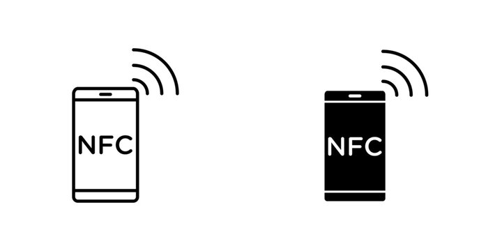 NFC communication icon symbol collection on white background.