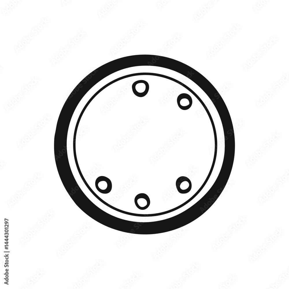 Poster abstract round shape with black outline and hollow circles design element
