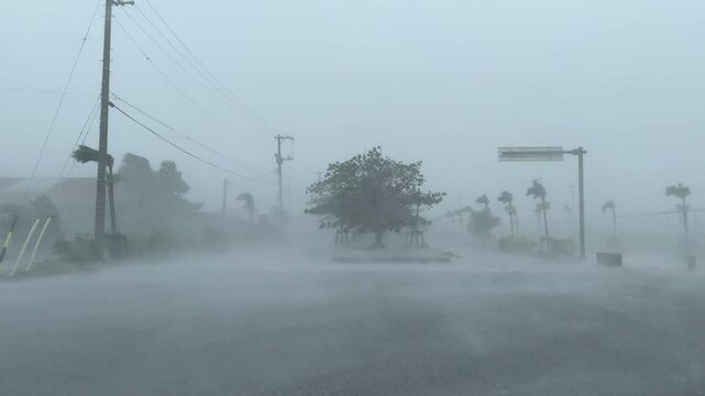 Powerful Wind And Torrential Rain As Hurricane Eyewall Hits Town - Khanun