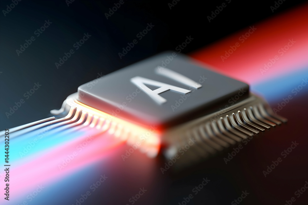 Poster a close-up of a computer chip labeled 