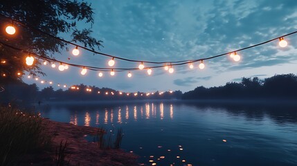 Riverside evening lights