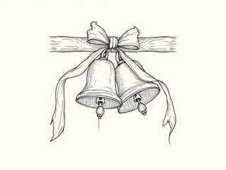 A sketchy illustration depicting wedding bells