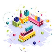 isometric factory 3d design vector 