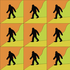 Epic Bigfoot Silhouette Vector Collection Featuring Forest, Mountain, and Mythical Cryptid Scenes in Minimalist Black Style