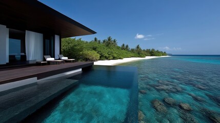 Fototapeta premium Luxurious overwater bungalow with infinity pool