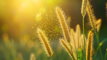 Obraz premium golden hour serenity: a gentle close-up of foxtail grass swaying