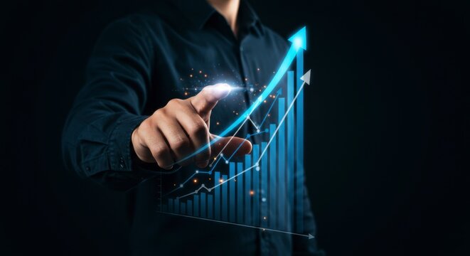 Business growth action innovative data visualization digital workspace interactive content modern environment engaging viewpoint for effective strategy