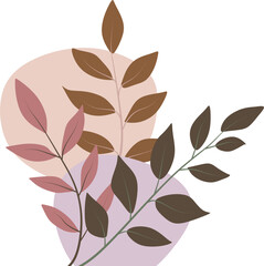 Abstract Botanical Boho Composition with Organic Shapes and Mid Century Modern Foliage Design