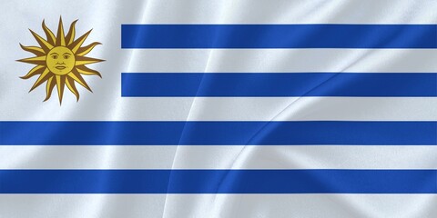 Uruguay Flag Waving in The Wind