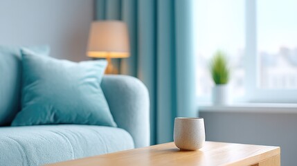 minimalist living room with sleek furniture and stylish floor lamp in clean modern setting