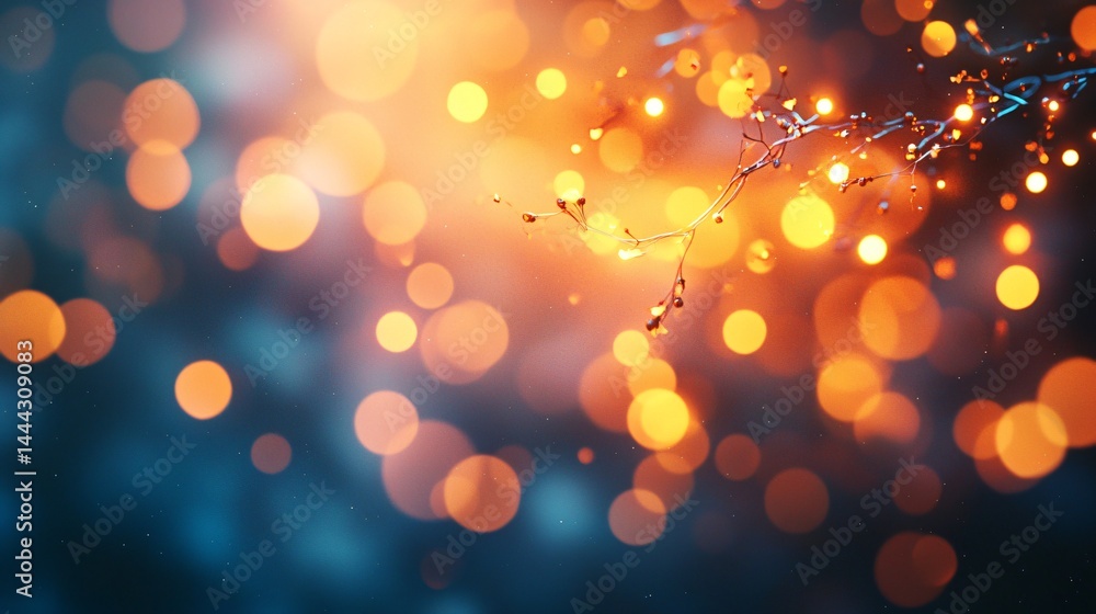 Poster abstract branch with a bunch of flowers utilizing explosive hues and soft light diffusion to create 