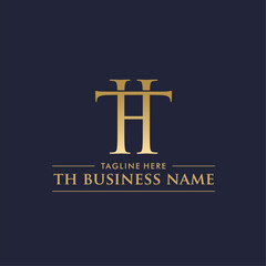 Vector logo with a combination of letters T and H, an elegant and luxurious logo