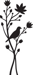 birds on a branch, bird, tree, branch, vector, nature, illustration, birds, spring, flower, animal, leaf, design, love, cute, cartoon, card, floral, plant, drawing, decoration, season, summer, twig, p