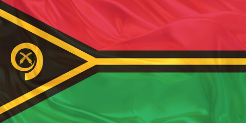 Vanuatu Flag Wind Waving Close Up