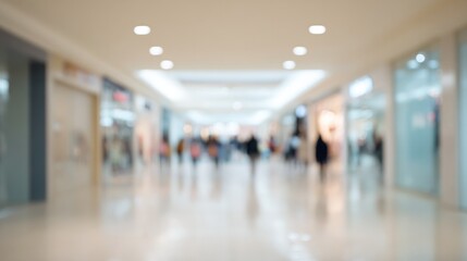 minimalist photo capturing wide entrance of shopping mall with blurred people in background maintaining abundant copy