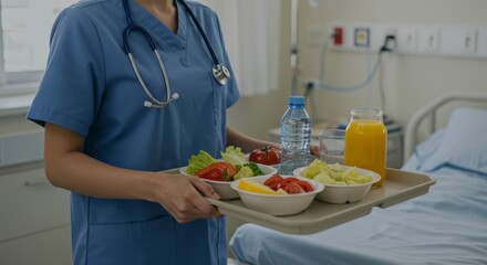 Healthcare nutrition delivery hospital room food tray calm environment professional caregiver perspective promoting healthy eating habits