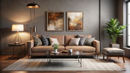 Cozy Modern Living Room with Earthy Tones and Stylish Decor