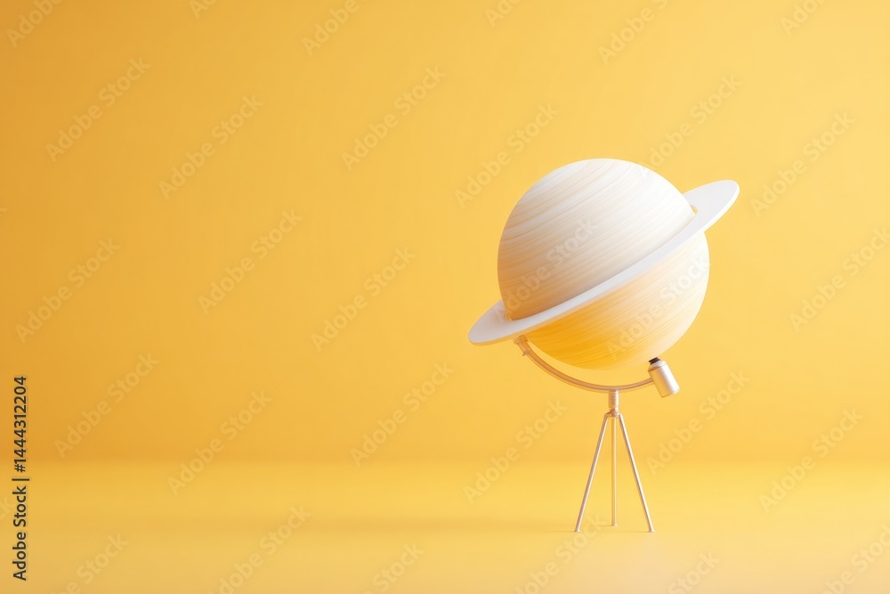 Poster minimalistic astronomy-themed setup on vibrant color background bathed in studio light showcasing ce
