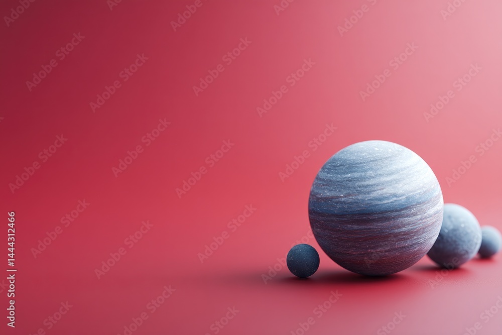 Poster minimalistic astronomy-themed setup on vibrant color background bathed in studio light showcasing ce