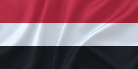 Yemen Flag Wind Waving Close Up