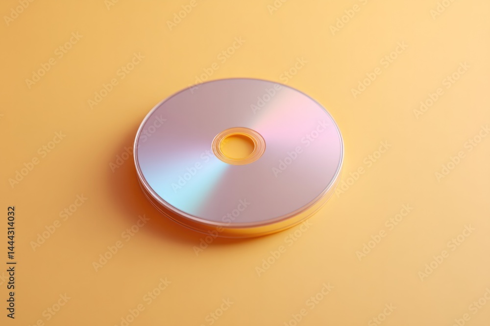 Poster single gleaming cd placed on solid-colored background offering ample copy space