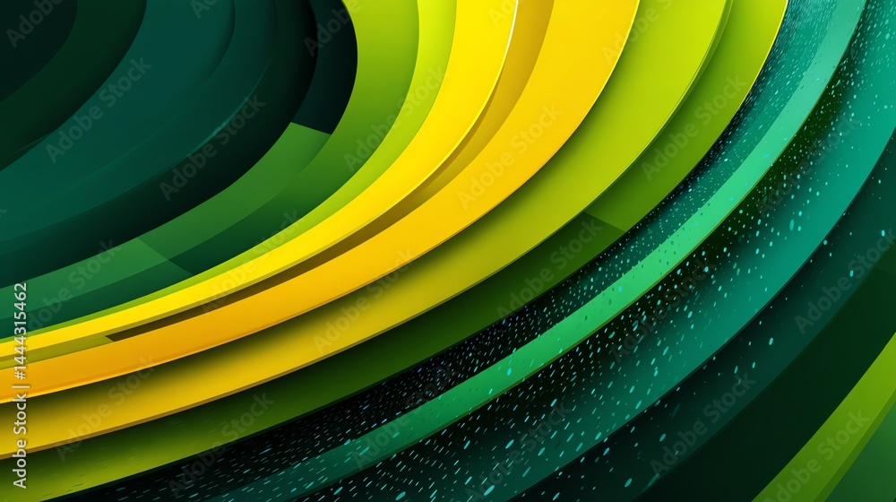 Aufkleber abstract green and yellow curve lines modern background with dotted pattern