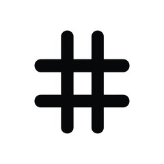 Fototapeta premium Black Hashtag Symbol Icon with Rounded Edges on Transparent Background