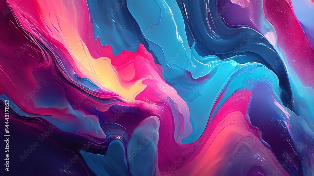 Poster colorful abstract fluid art background with dynamic swirls and vibrant texture