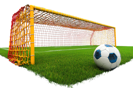 Soccer goal with a ball vector illustration on a transparent background PNG