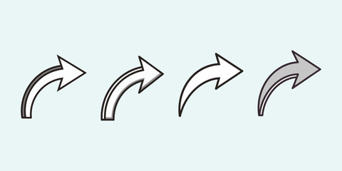 A simple, minimalist illustration of four arrows, each in a different direction, on a light blue background.