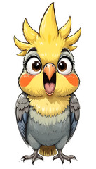 Fototapeta premium Cartoon Bird Singing with Crest and Open Beak Illustration