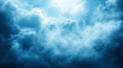 Fototapeta premium Dramatic Blue Sky with Thick Cumulus Clouds, Heavenly Light