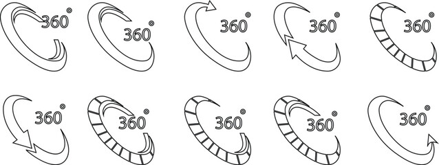 Angle 270 degrees icon set Rotation Degree icons Flat vector, geometric mathematical angle radian of 270 rotation arrow symbol, isolated on transparent background, used for mobile app, web page or ui