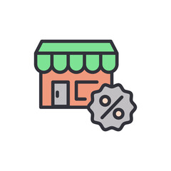 Shopping sale colored icons, minimalist vector illustration ,simple transparent graphic element .Isolated on white background