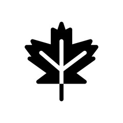 Icon Black and white leaf with a stem. The leaf is shaped like a maple leaf. The stem is thin