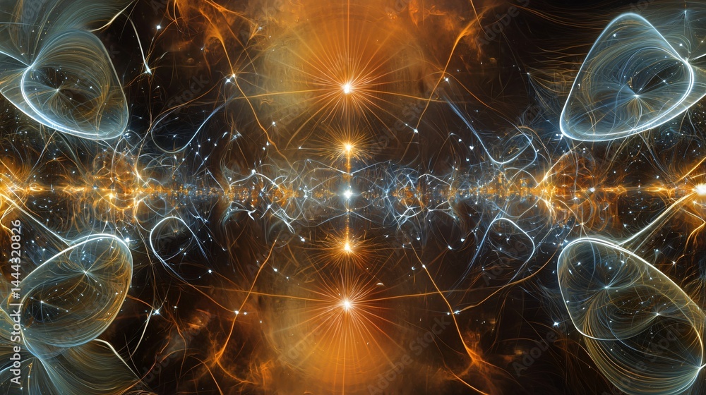 Poster unique frame composed of various shapes representing the complexity of celestial energy fields and p