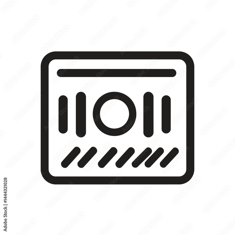 Poster black line style icon on transparent background with circle and stripes