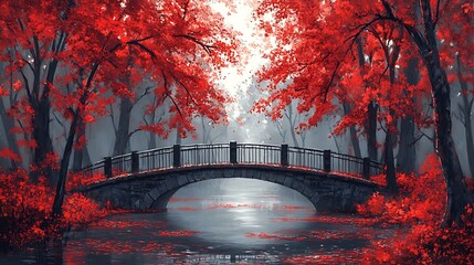 Autumnal bridge landscape